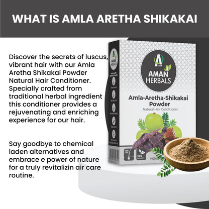 Natural Amla Reetha Shikakai Powder - 3 Pack of 100g