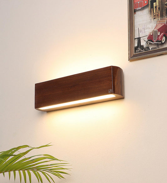 Up-Down Wall Light Lamp - Handmade Sheesham Wood - 10W Warm White LED - 2 Way - Living Room, Bedroom, Hall