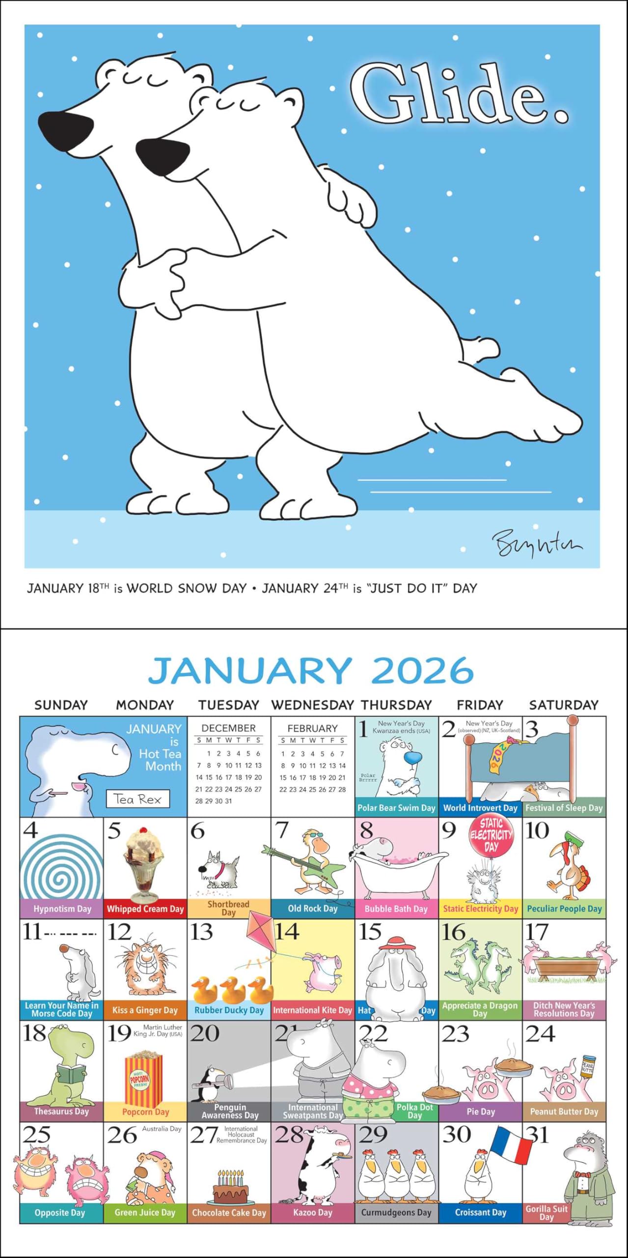 Sandra Boynton's Every Day's a Fabulous Holiday 2026 Wall Calendar