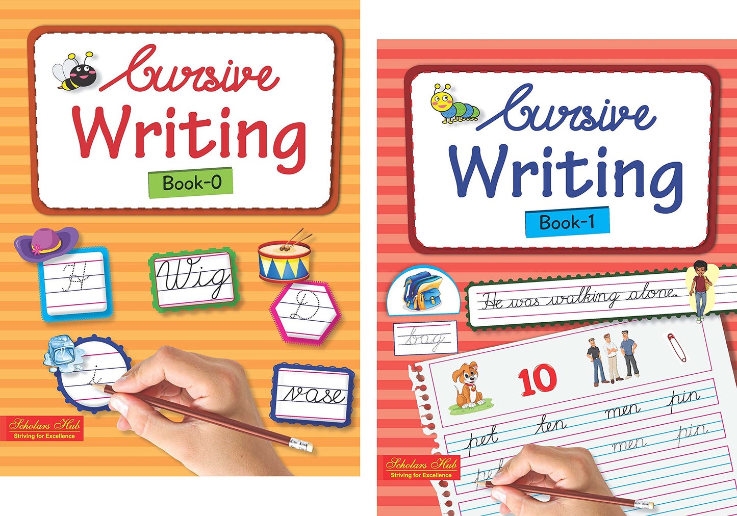 Scholars Hub Cursive Writing Books Combo (Vol 0,1) (For Ages 4-6)- Capital Letters, Small Letters & Word Family | Pack Of 2 Books