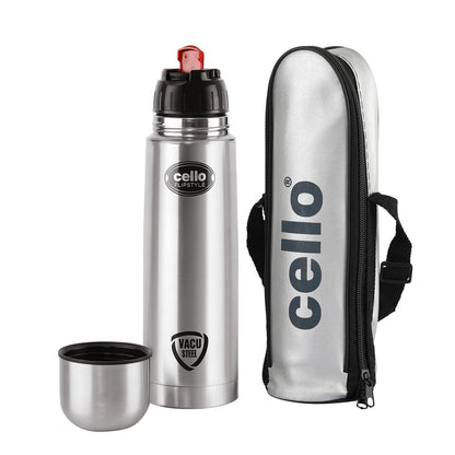 CELLO Flipstyle Insulated Stainless Steel Flask Water Bottle with Jacket For Daily Use 1000 ml