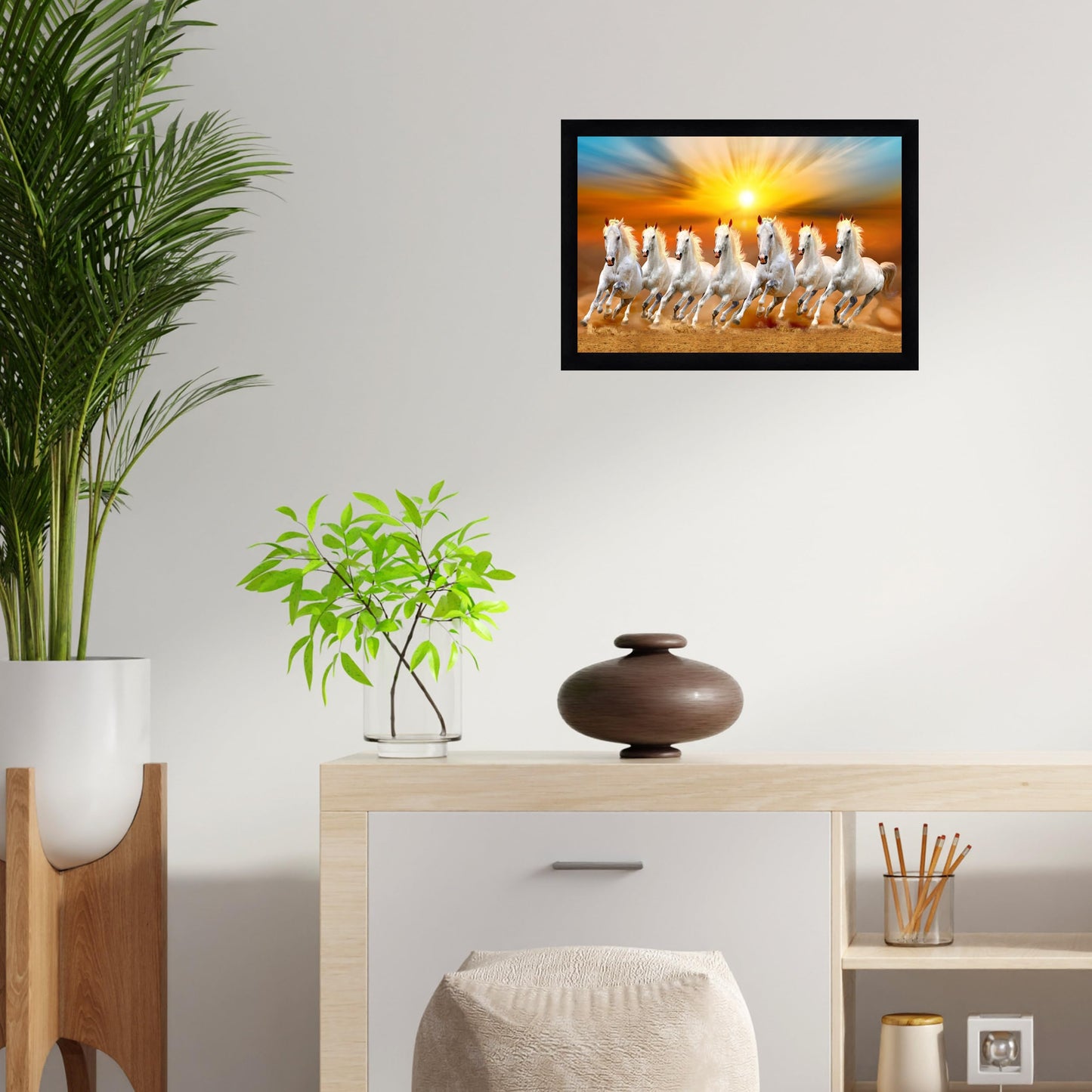 Wall Painting with Frame 13 x 10 Inches - Digitally Printed Paper, Synthetic Wood, Multicolored Frame