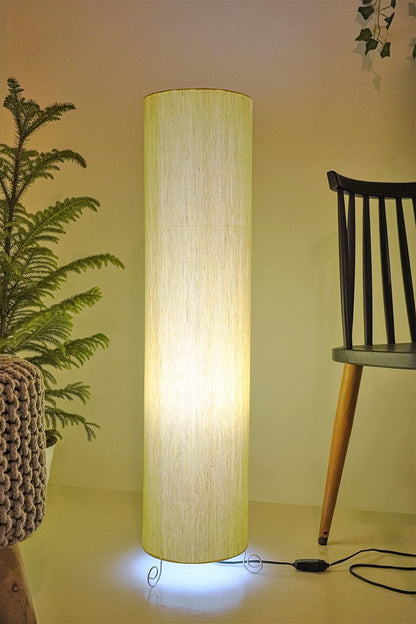 Dimmable Floor Lamp with Cotton Shade - Khadi/Beige - Modern Design for Living Room and Bedroom