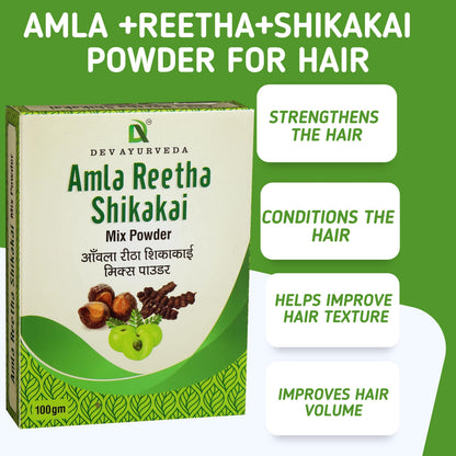 Herbal Amla Reetha Shikakai Mix Powder for Hair Care - 100% Pure
