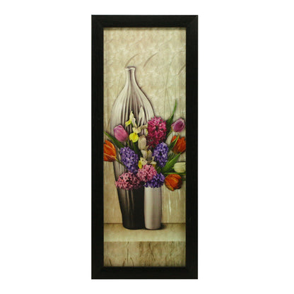 Floral Canvas Paintings Set of 3 - Multicolour - 5.2 x 12.5 Inch, 9.5 x 12.5 Inch - Lightweight
