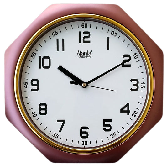 Ajanta Plastic Analog Wall Clock 25cm x 25cm Brown with Glass Face
