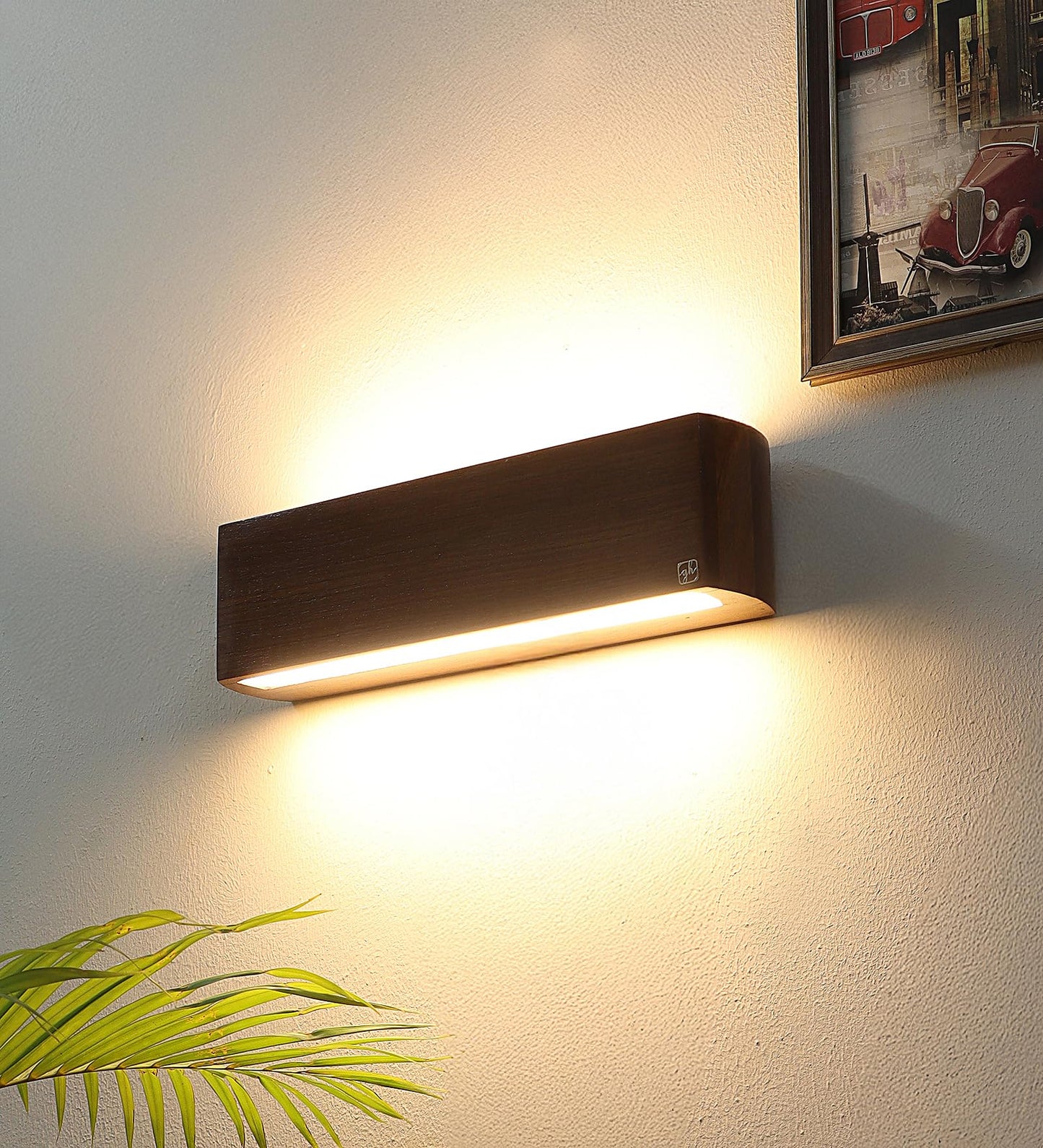 Up-Down Wall Light Lamp - Handmade Sheesham Wood - 10W Warm White LED - 2 Way - Living Room, Bedroom, Hall
