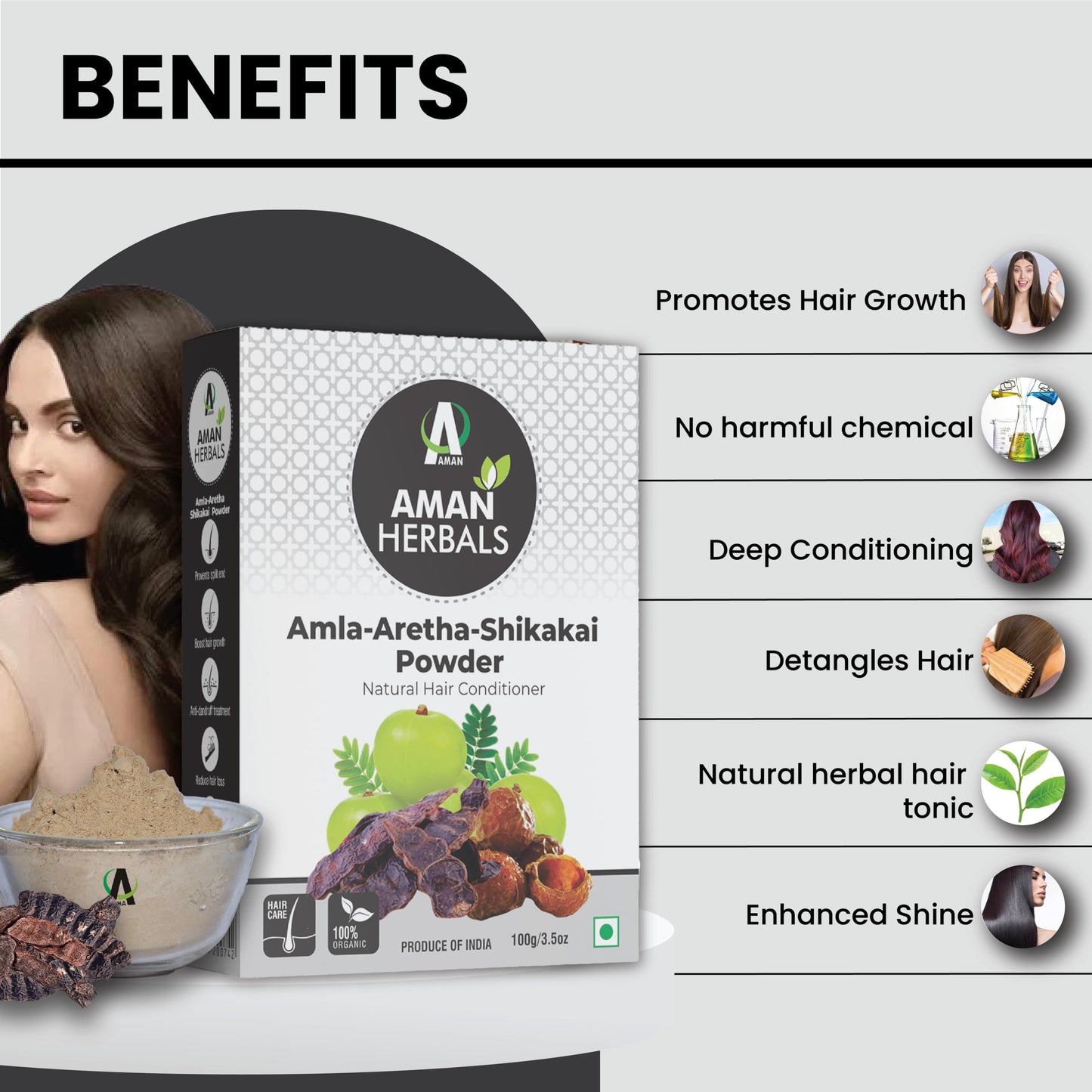 Organic Amla Reetha Shikakai Hair Cleanser Powder - 200 gm