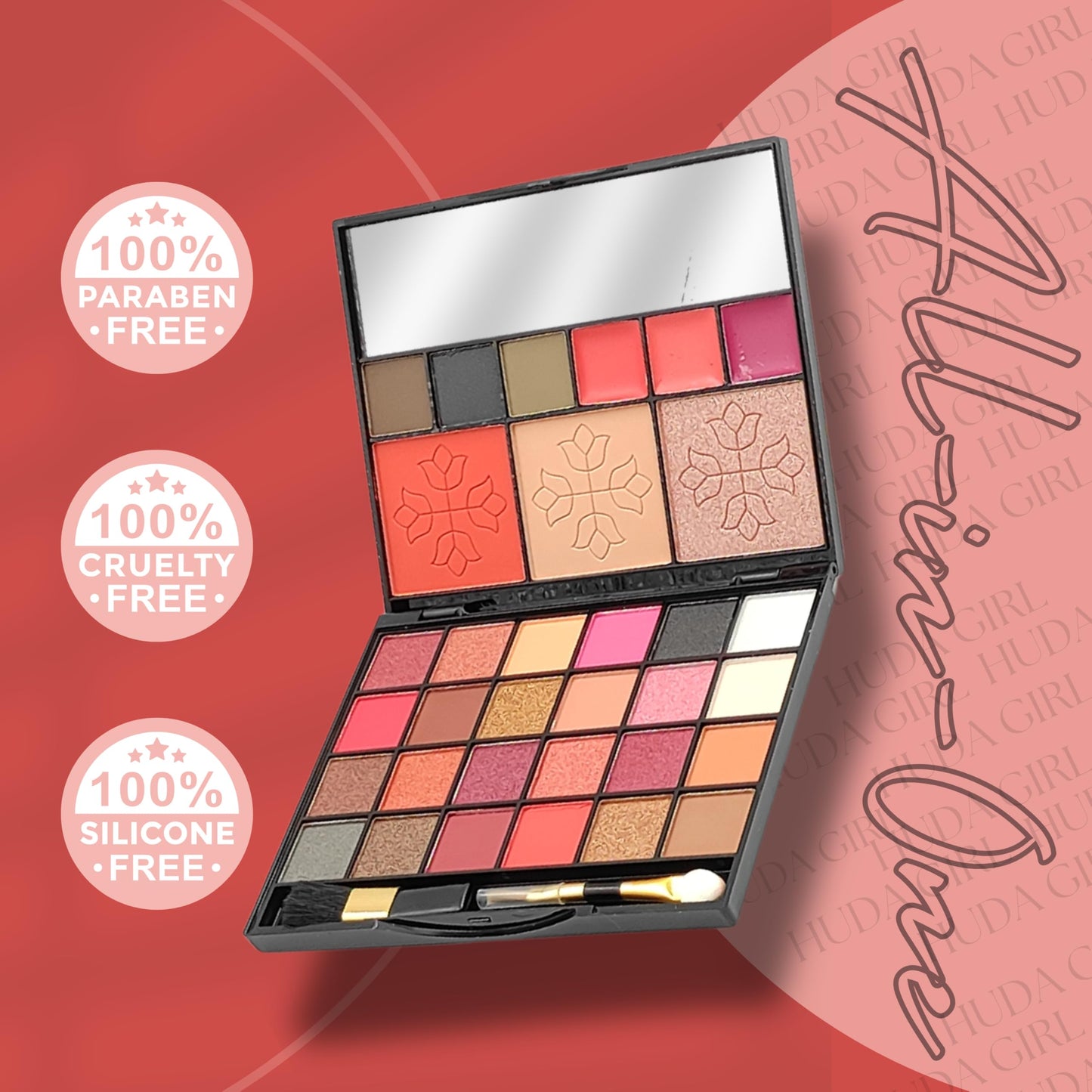 All-in-One Makeup Kit with Mirror - 24 Eyeshadows, Lip Gloss, Blush & Highlighter