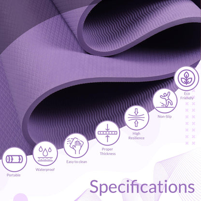 4mm Anti-Slip Yoga Mat with Carrying Strap - Purple