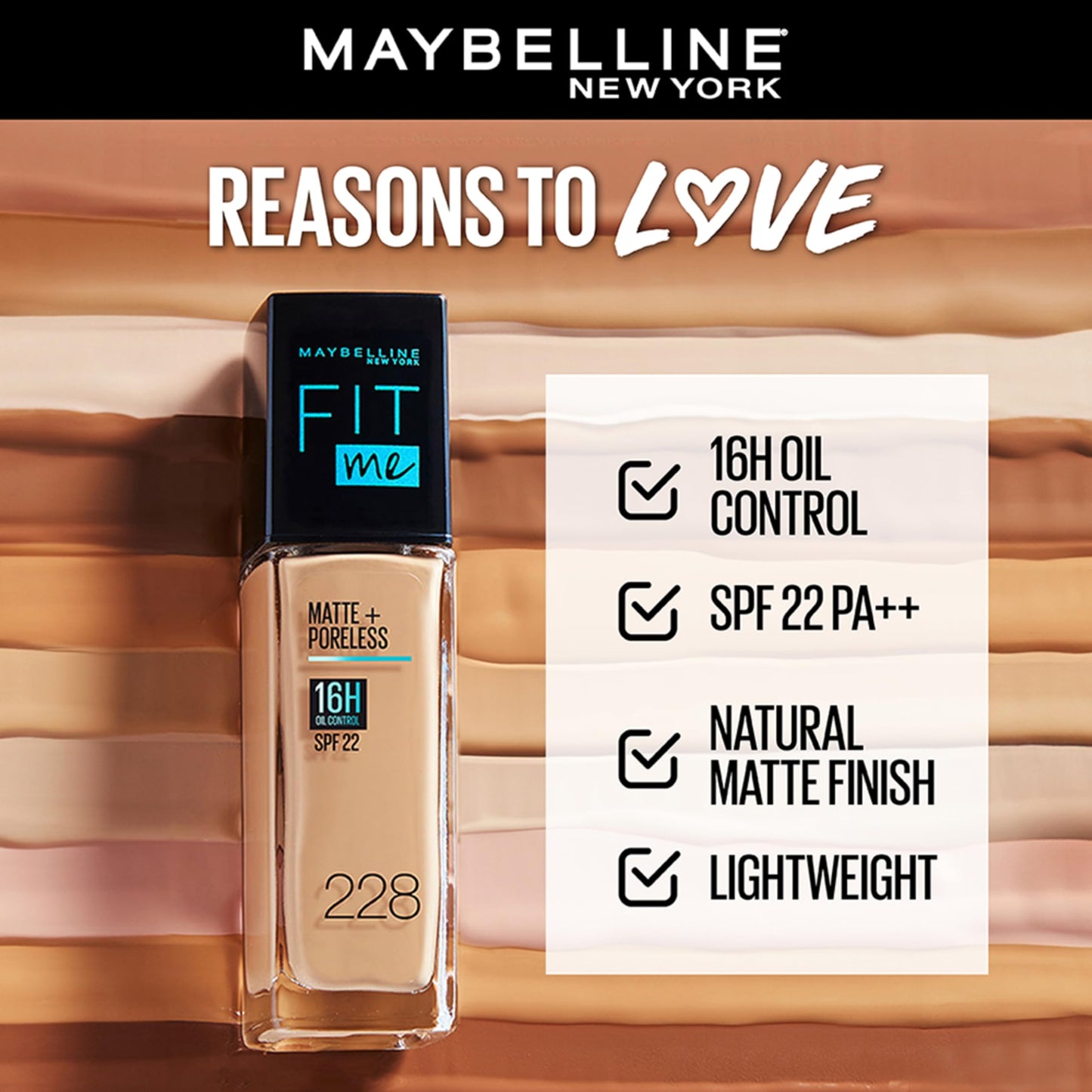 Maybelline Fit Me Matte Foundation SPF, 128 Warm Nude, 30ml