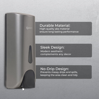 Wall Mounted Liquid Soap Dispenser - Gun Grey - 300 ml - Durable ABS Material - Easy Installation