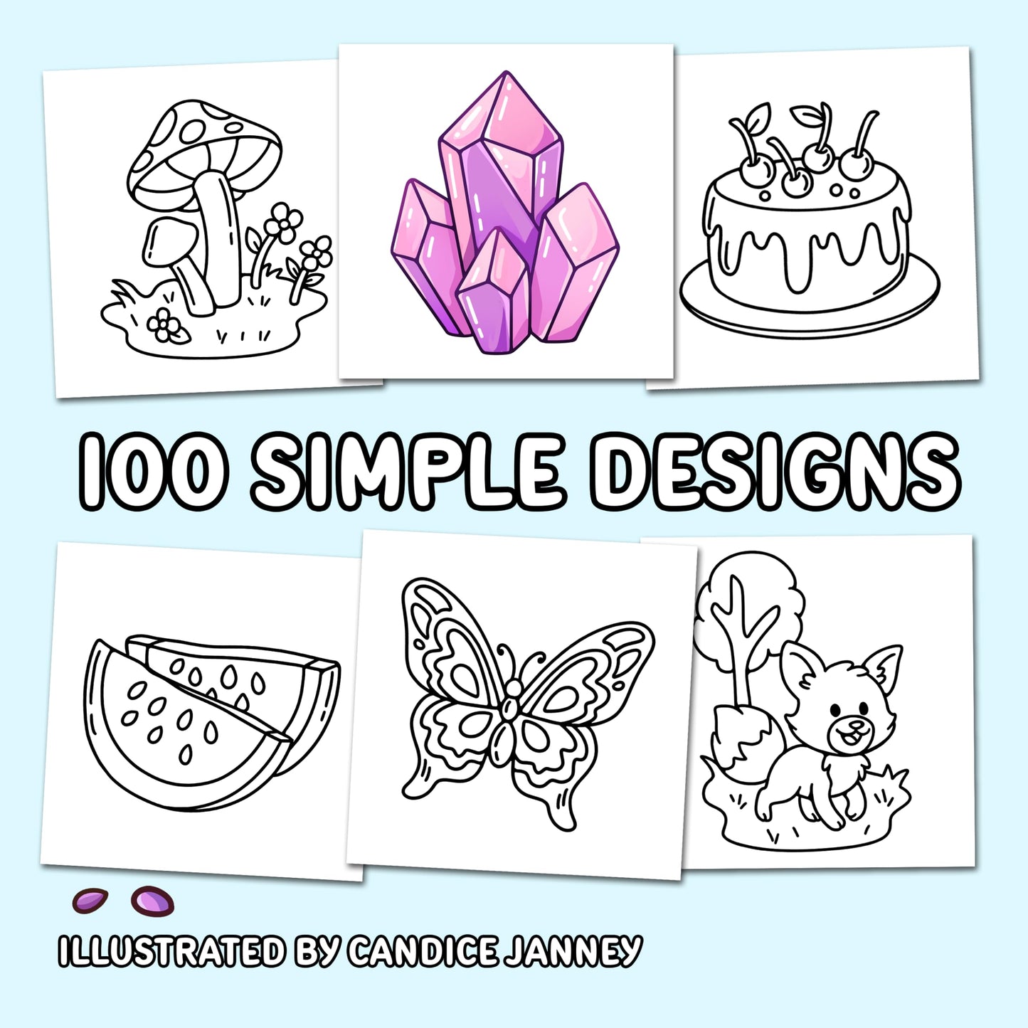 100 Bold Coloring Book: Simple, Easy, and Large Print Designs for Adults and Kids with Animals, Flowers, Food, and More! (Bold and Easy Coloring Books) 
