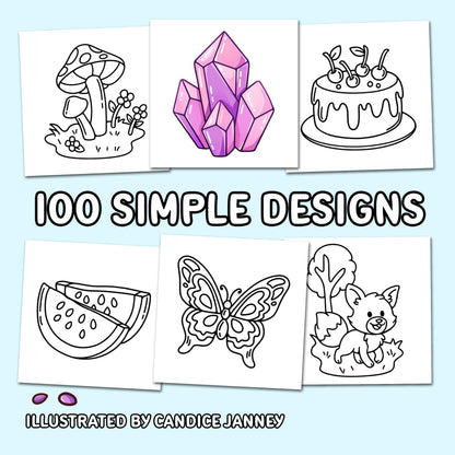 100 Bold Coloring Book: Simple, Easy, and Large Print Designs for Adults and Kids with Animals, Flowers, Food, and More! (Bold and Easy Coloring Books) 