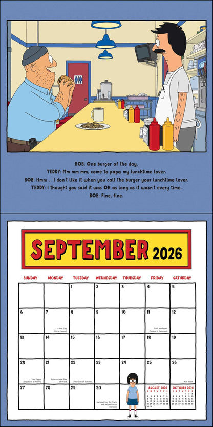 Bob's Burgers 2026 Wall Calendar (Includes Stickers) 