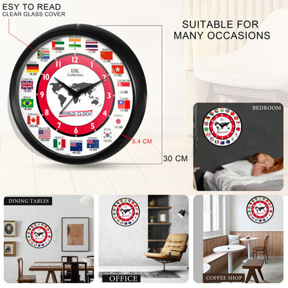 Designer 12-Inch Plastic Analog Round Wall Clock - 30 cm for Home, Kitchen, Office