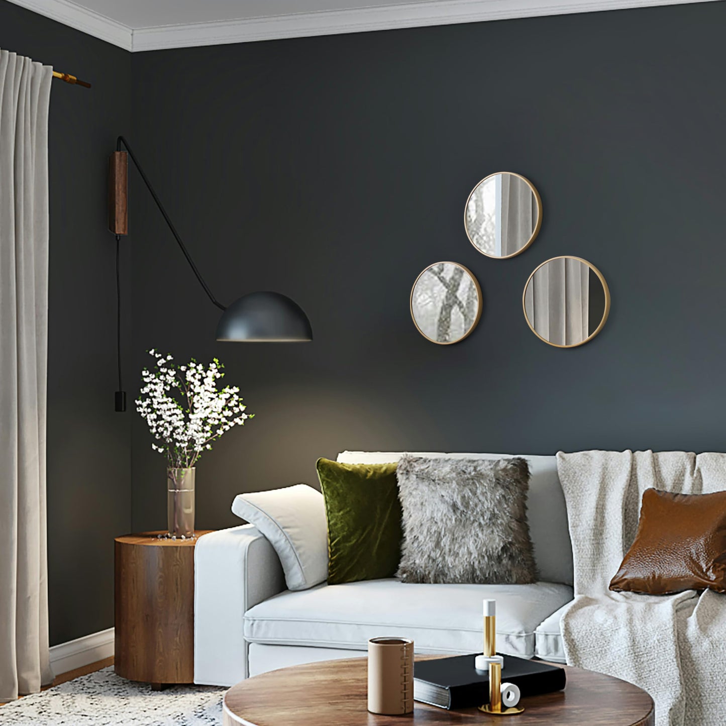 Round Wall Mirror - HD Clear Image - Gold - 16 Inch - Metal Frame - Easy Installation