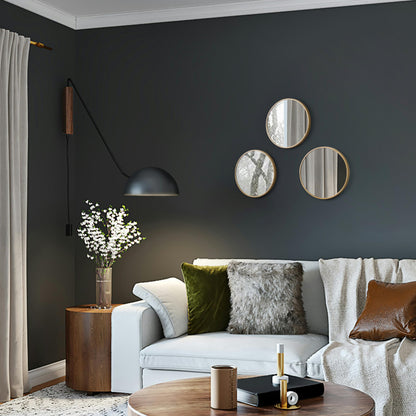 Round Wall Mirror - HD Clear Image - Gold - 16 Inch - Metal Frame - Easy Installation