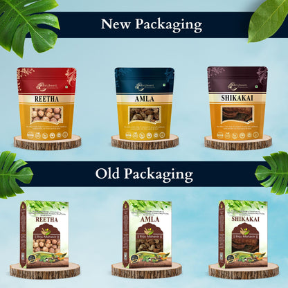 Herbal Hair Pack Combo: Reetha, Amla & Shikakai - 300G
