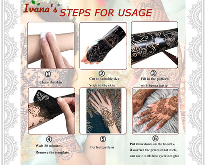 Full Hand Mehndi Stencil Set | Henna Tattoo for Women & Kids