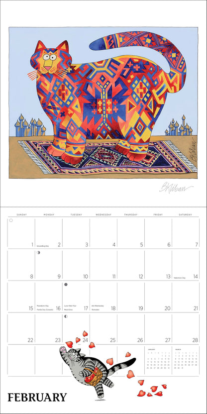 Wall Calendar 2026, B. Kliban: Cat Calendar Art, 12 Months, Large Grid Design Featuring 12 Artworks