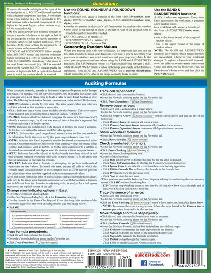 Microsoft Excel 365 Formulas QuickStudy Laminated Reference Guide