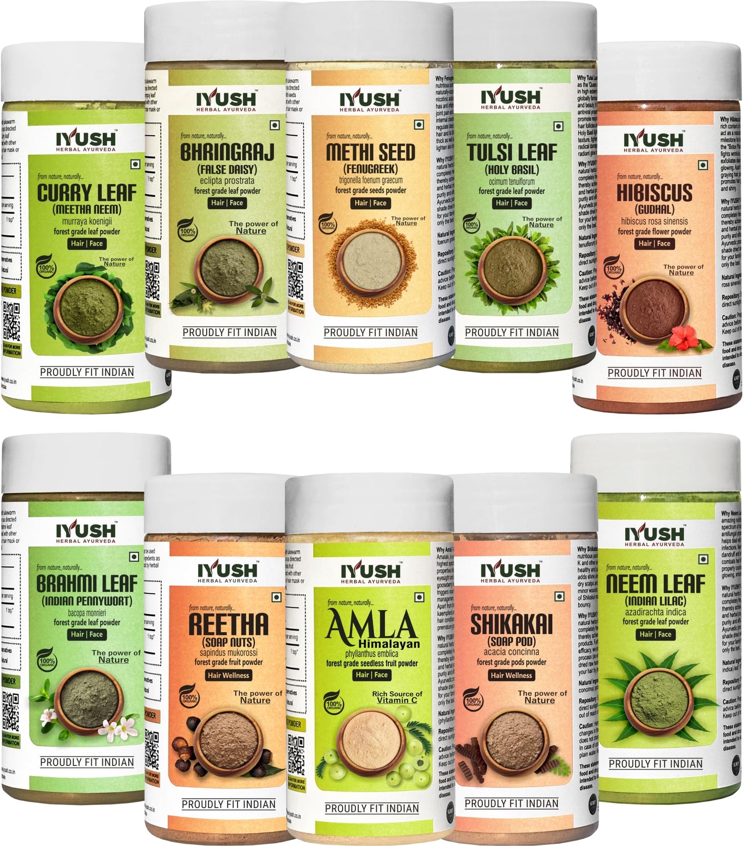 Organic Herbal Hair Pack with Amla, Reetha, Shikakai & More - 10 Pack