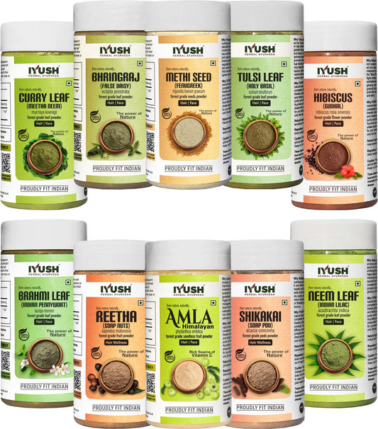 Organic Herbal Hair Pack with Amla, Reetha, Shikakai & More - 10 Pack