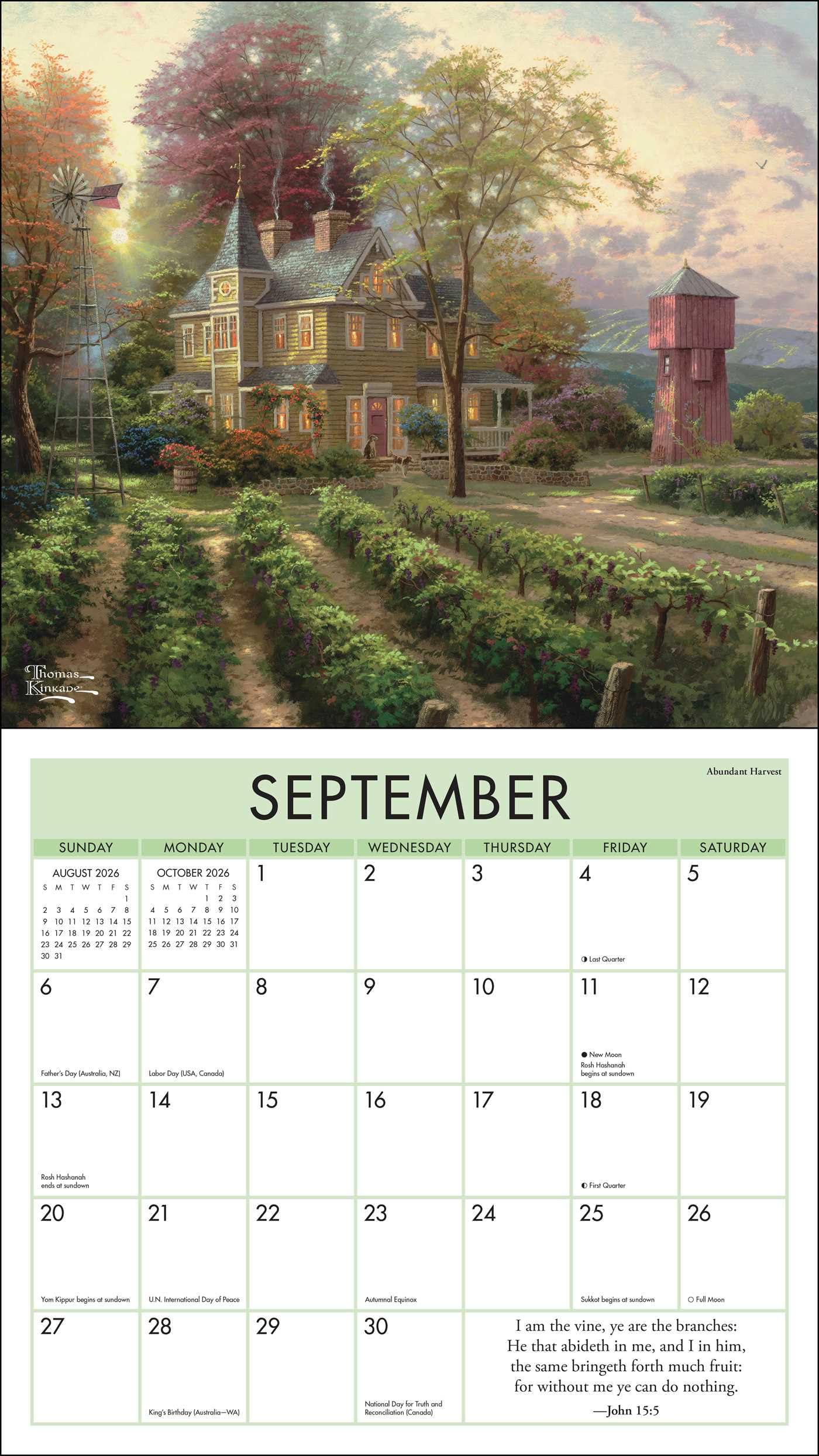 Thomas Kinkade Studios 2026 Deluxe Wall Calendar with Scripture