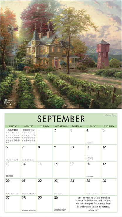 Thomas Kinkade Studios 2026 Deluxe Wall Calendar with Scripture