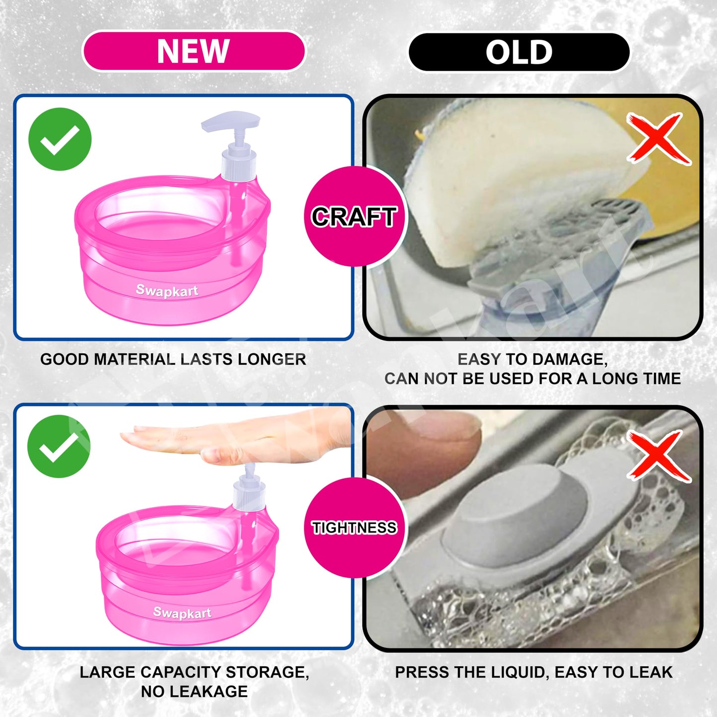 Double Layer Soap Dispenser Set - Plastic - Pink - 2 Pack