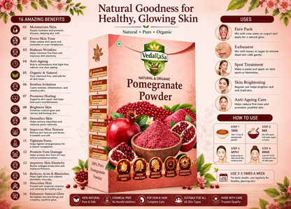 VedaRasa Pomegranate Powder For Glowing Skin & Immunity Boost Natural Fruit Powder