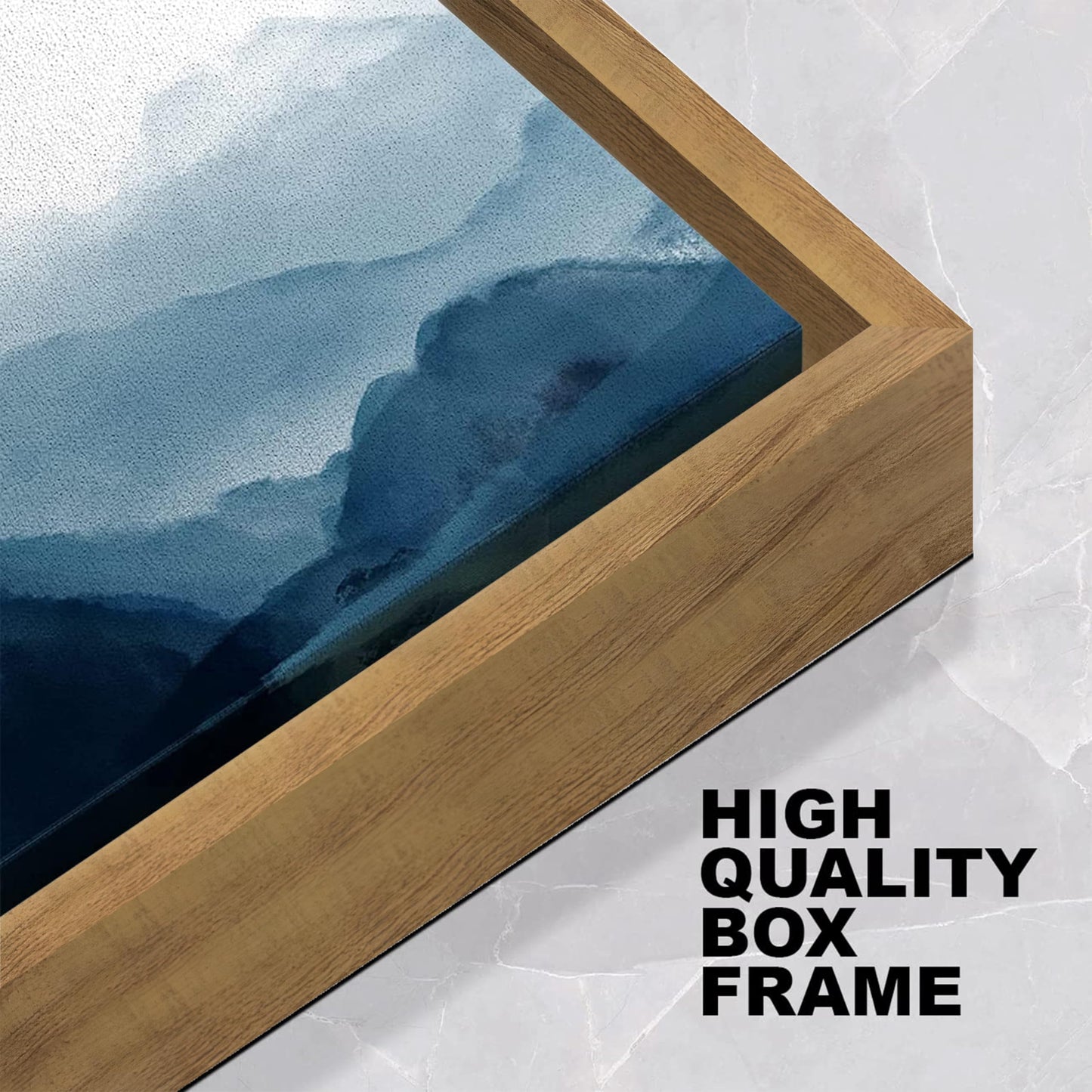 Wall Painting Framed Canvas Art Peacock Design Blue 23x23 Inch