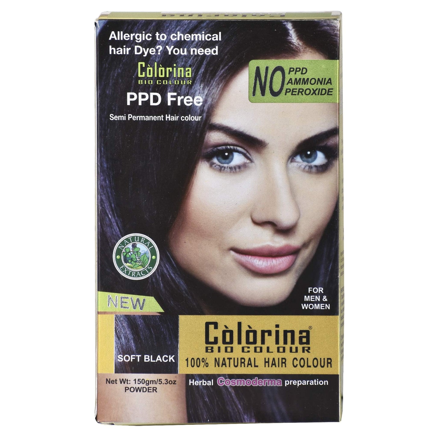 Soft Black Herbal Hair Color 150gm (50gm x 3) - Allergy Free