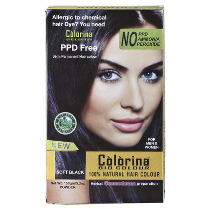 Soft Black Herbal Hair Color 150gm (50gm x 3) - Allergy Free