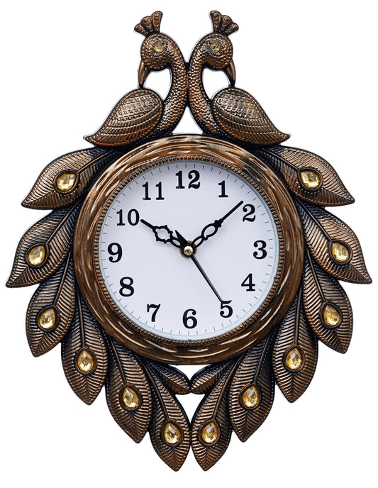 Peacock Wall Clock with Large Numerals - Plastic - White Face - Silent Movement