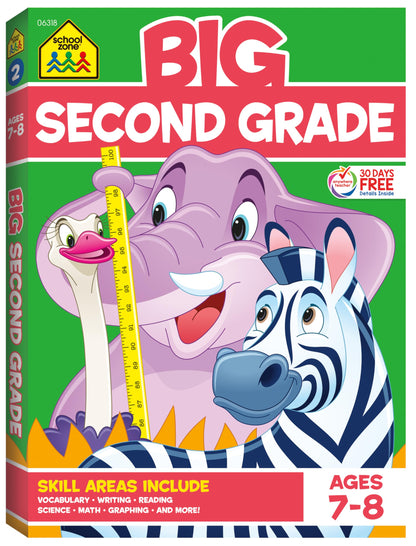 School Zone Big Second Grade Workbook: 320 Pages, 2nd Grade, Word Problems, Reading Comprehension, Phonics, Math, Science, Ages 7 to 8 