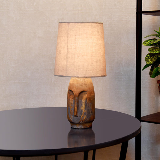 Table Lamp Rustic Design Wood Grain Gray 15x15x33cm