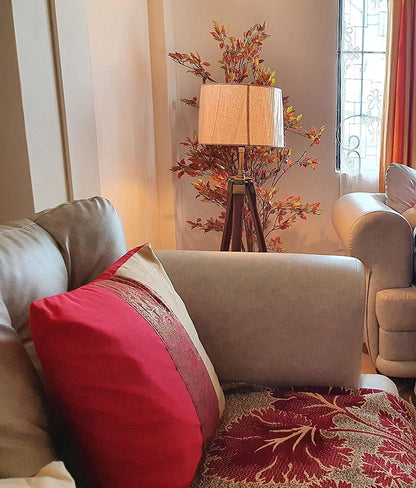 LED Standing Floor Lamp with Jute Drum Shade, Wooden Tripod Base, Modern Design for Living Room & Bedroom