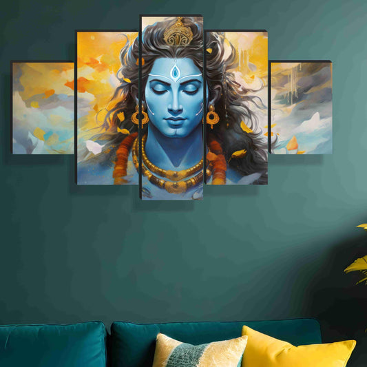 3D Modern Art Canvas Painting Set of Five for Wall Decoration 76.2 cm x 45 cm