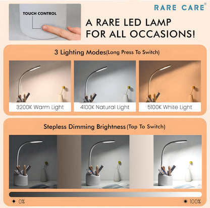 LED Table Lamp with 3 Light Modes - USB Rechargeable - 1200mAh Battery - Modern Design
