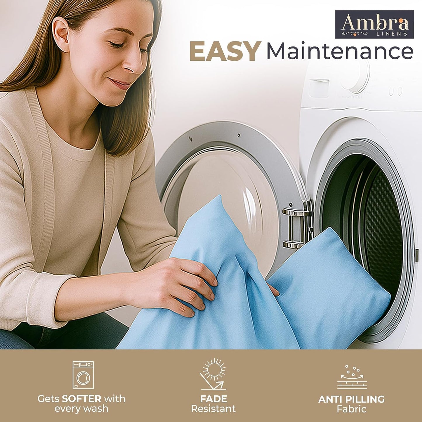 Ambra Linens Ultra Soft Pillow Protectors 400TC Set of 2 Breathable Pillow Covers-Sky Blue