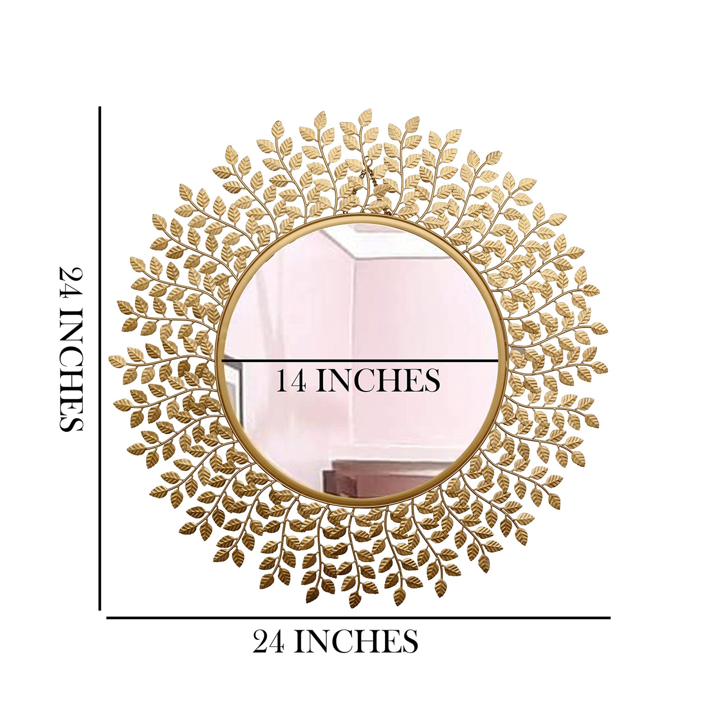 Wall Mirror - Rust Proof & Weather Proof - Gold - 61 cm | 24 Inches - Anti-Spatter Glass