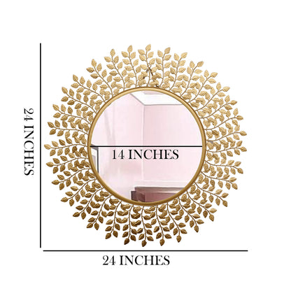 Wall Mirror - Rust Proof & Weather Proof - Gold - 61 cm | 24 Inches - Anti-Spatter Glass
