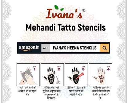 20-Piece Mehndi Tattoo Stencil Set for Hands & Round Designs