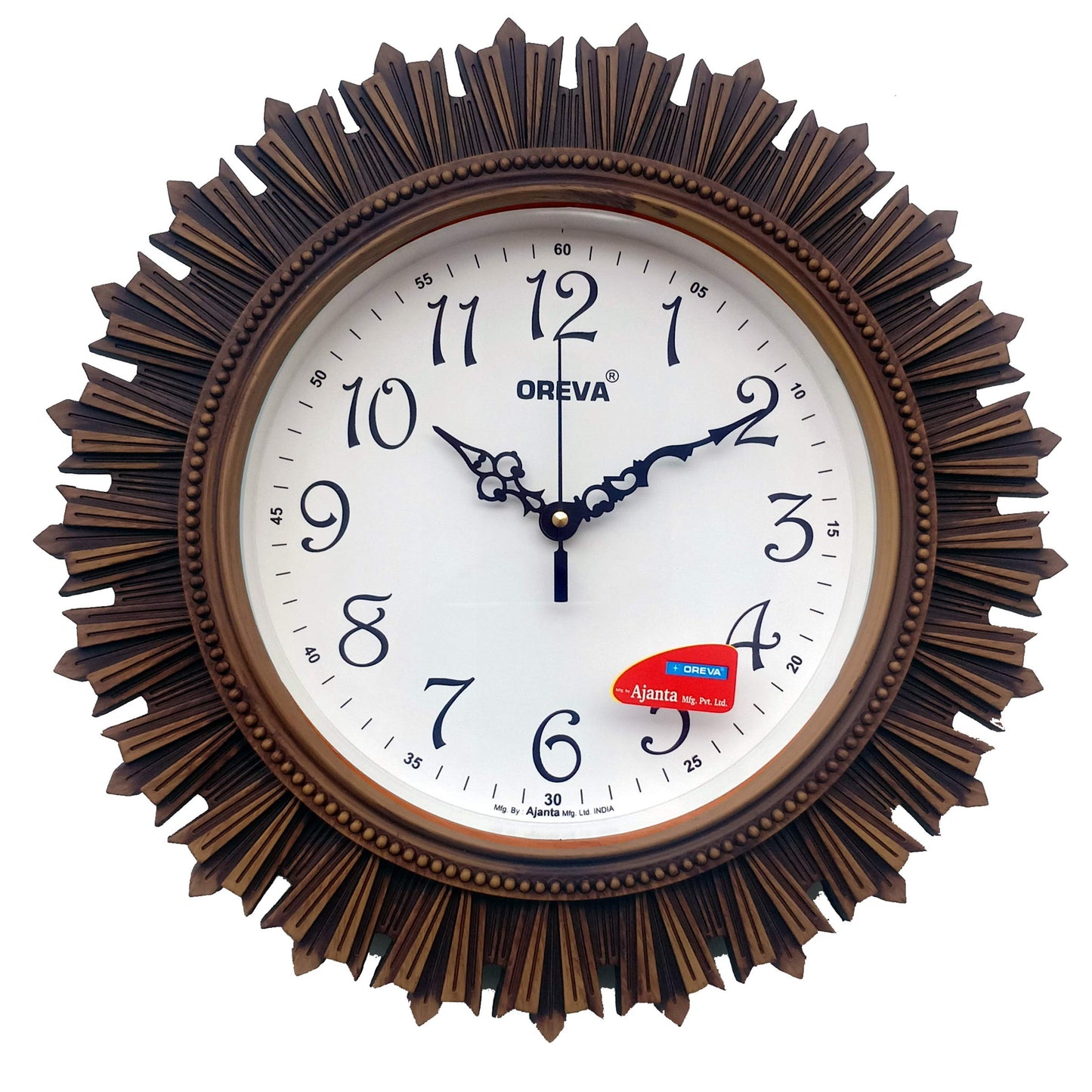 Analog Wall Clock with Wooden Look, 32.5 cm, Brown, Plastic