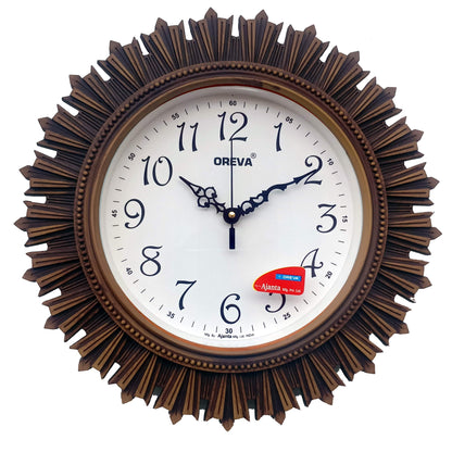 Analog Wall Clock with Wooden Look, 32.5 cm, Brown, Plastic