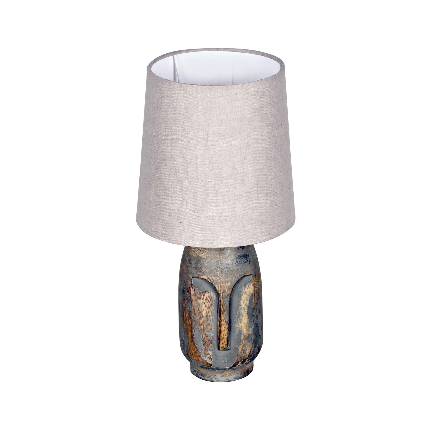 Table Lamp Rustic Design Wood Grain Gray 15x15x33cm