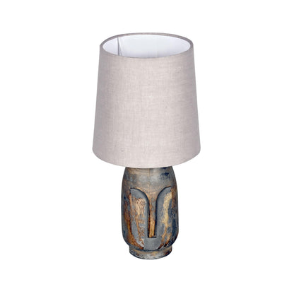 Table Lamp Rustic Design Wood Grain Gray 15x15x33cm