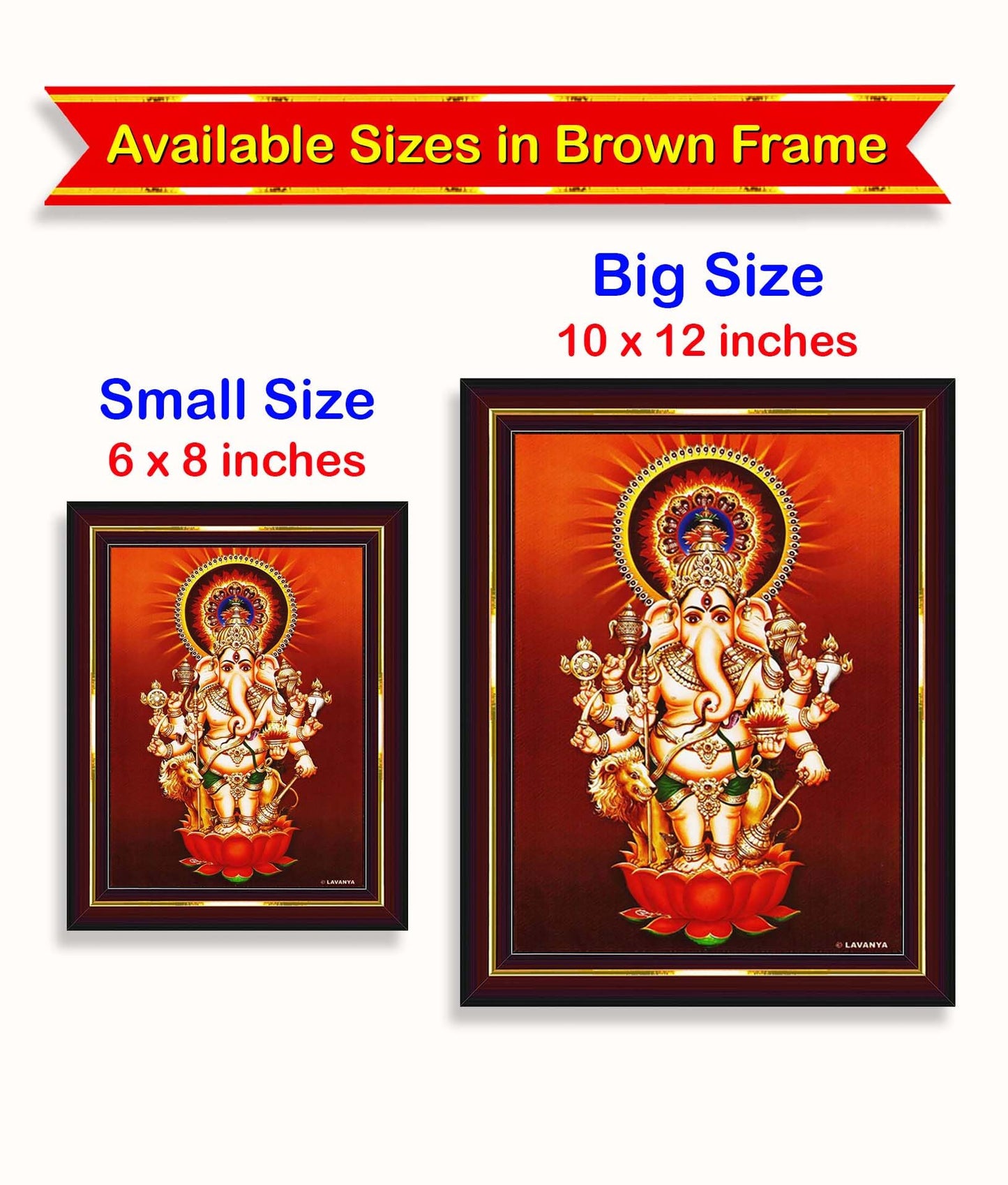 Wall Painting Ganesha Artwork Framed Wood Brown 6 x 8 Inch